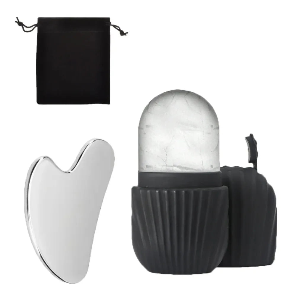 Ice Face Roller & Gua Sha Set – De-Puff, Sculpt & Refresh