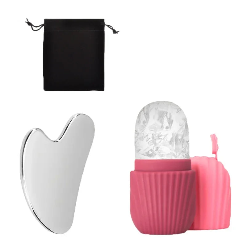 Ice Face Roller & Gua Sha Set – De-Puff, Sculpt & Refresh
